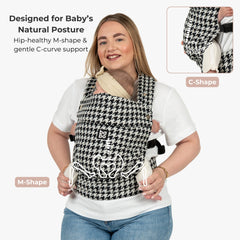 Black Houndstooth — designed for baby's natural posture