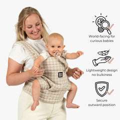 Beige Houndstooth — world-facing for curious babies