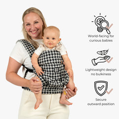Black Houndstooth — world-facing for curious babies