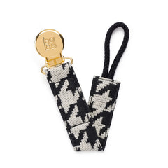 Black Houndstooth pacifier clip